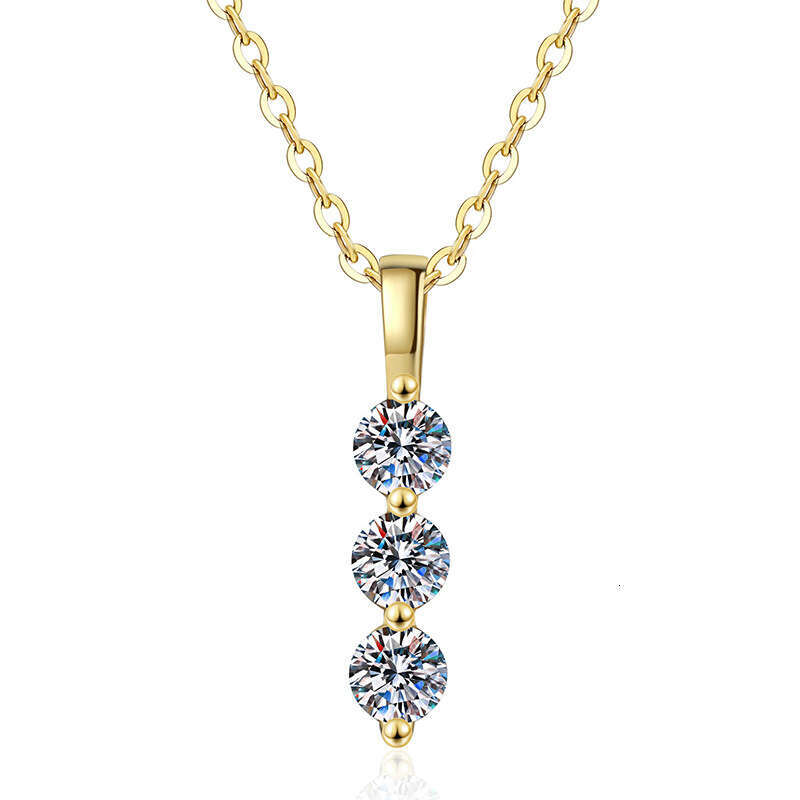 S925 Pure S925ier Pendant S925imple Korean S925tyle Row Dia 90 PointS925 D Color MoiS925S925anite Necklace c07
