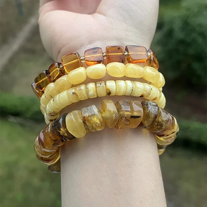 Original Amber Bracelets for Unisex Genuine Irregular Beads Natural Black Green Healing Jewelry Factory Unique Gift 250628