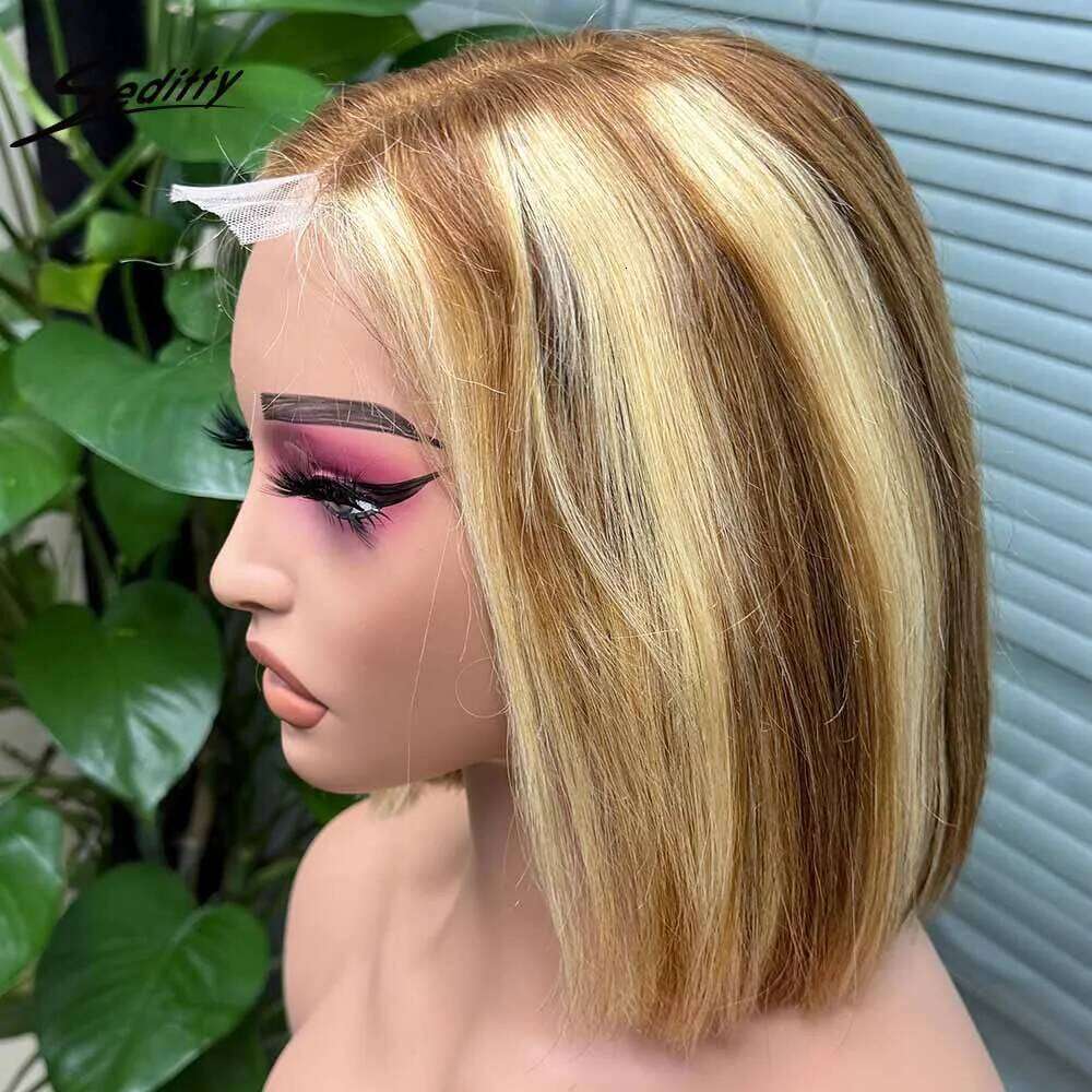 250% Density 2X6 Transparent Lace Closure Highlight Color Double Straight Human Hair Wig For Black Women