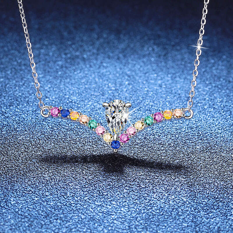 S925 Pure S925ier FaS925hion V-S925haped Water Drop Pendant 1 caratS925 D Color MoiS925S925anite Necklace 202