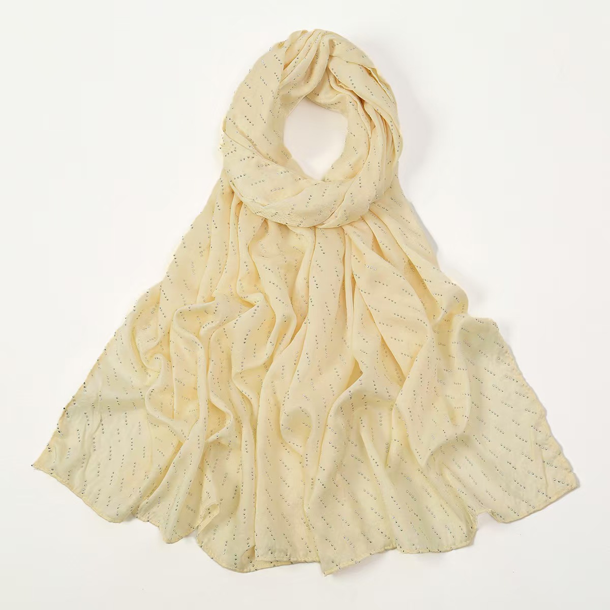 T1125 Hot sale popular new style hot diamond long scarf pure color simple all-match ethnic headscarf breathable skin-friendly scarf