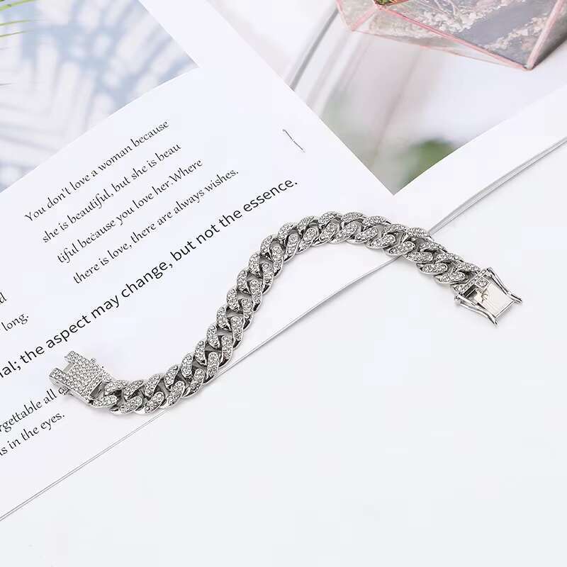 12mm Wide Bracelet Hip Hop Jewelry Fashion Miami Cuban Chain Bracelet Iced Out Diamond Bracelet