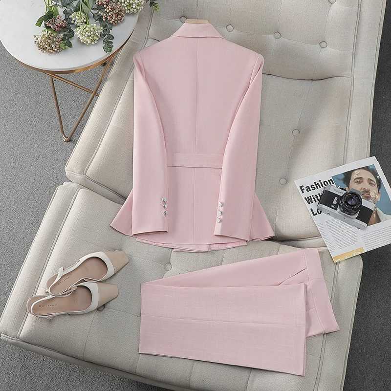 ZJYT Korean Fashion Belted Blazer Suits Pant Sets 2 Pieces Women Conjunto Para Mujeres Work Wear Trousers Sets Office Outfit X250704