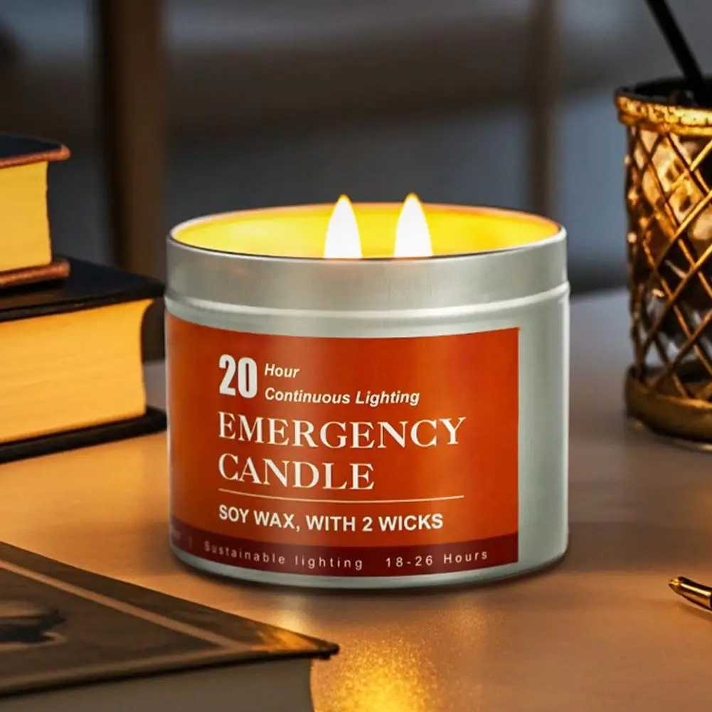 2PCS Double Core Iron Can Emergency Candle Natural Soy Wax Aromatherapy Candle Birthday Party Home Decoration Candle W250704