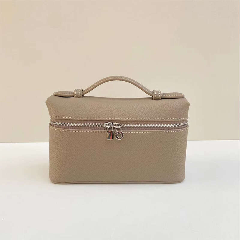 LP19 Lunch Box Piana Genuine Leather Women's Single Shoulder Crossbody Handbag Macaron Color Series Lychee Texture Makeup Bag