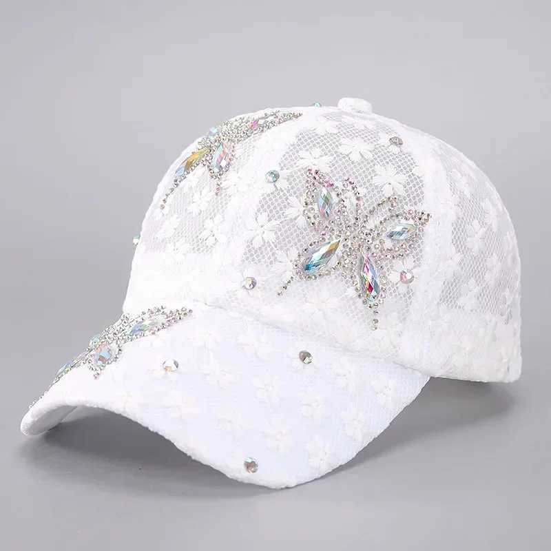 Wens Washed Denim Baseball Cap Diamond Studded Duckbill Hat Summer Sun Protection Adjustable Strap Outdoor Travel X250704