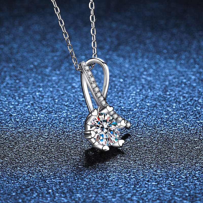S925 Pure Pendant Bowknot Clavicle Chain S925ier D Color One caratS925 MoiS925S925anite Necklace Women 7bf
