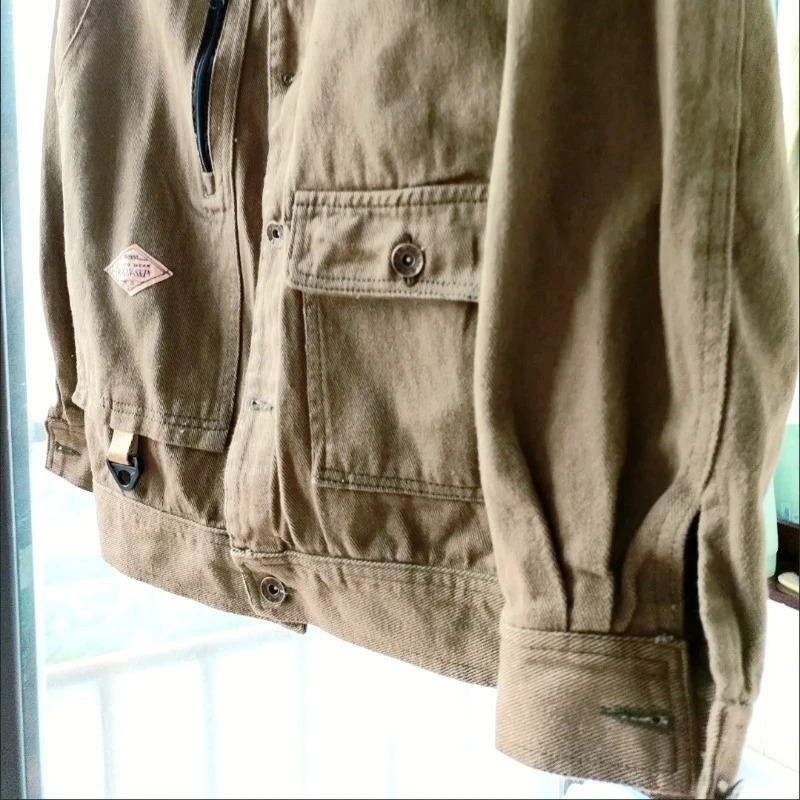 American Retro Zippered Denim Jacket Mens Spring Autumn Handsome Workwear Tops Fashion Loose Lapel Coat 250704