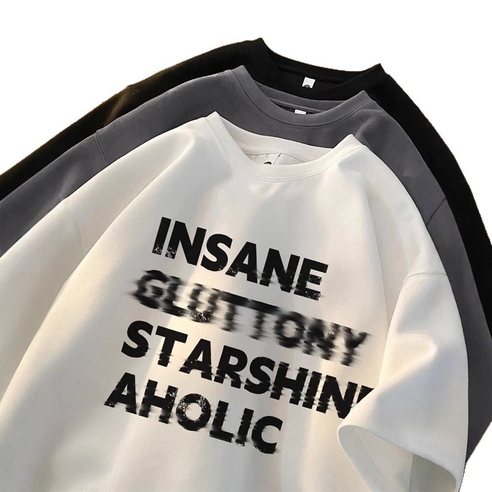 American Heavyweight Letter Print Round Neck Short Sleeve Designer Short Sleeves T-shirt For Men 2025 Summer Thin Trendy Brand Cool Half Sleeve Tee