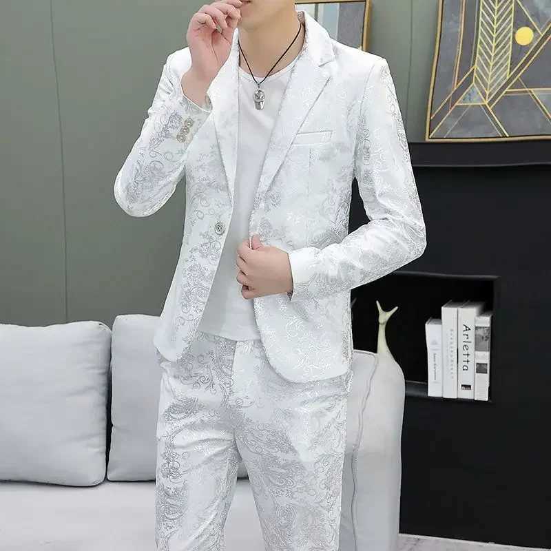 Printed Male Blazer Chinese Single Breasted Coat Mens Suit Jackets Stamp Korean Style Casual Elegant New In Fashion 2024 Suits X250704