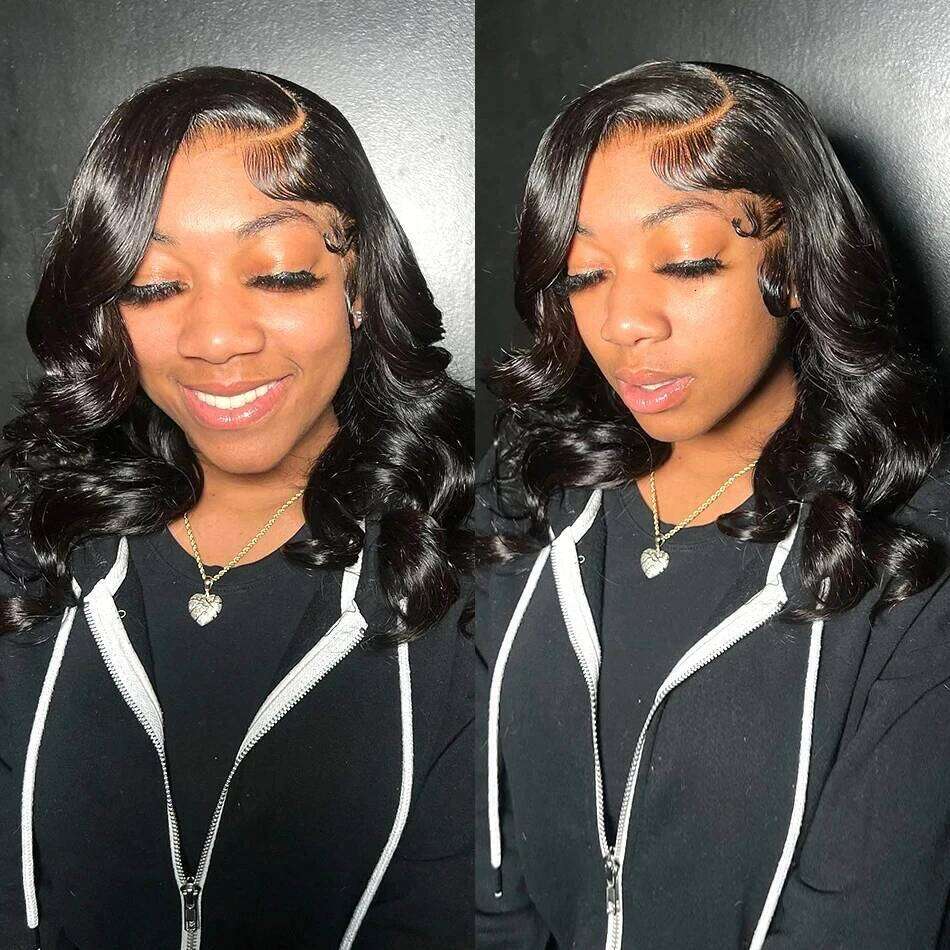 200% Density Body Wave Bob 4x4 13x4 HD Transparent Front Wig Human Hair Pre Plucked Lace Closure Wigs For Black Women