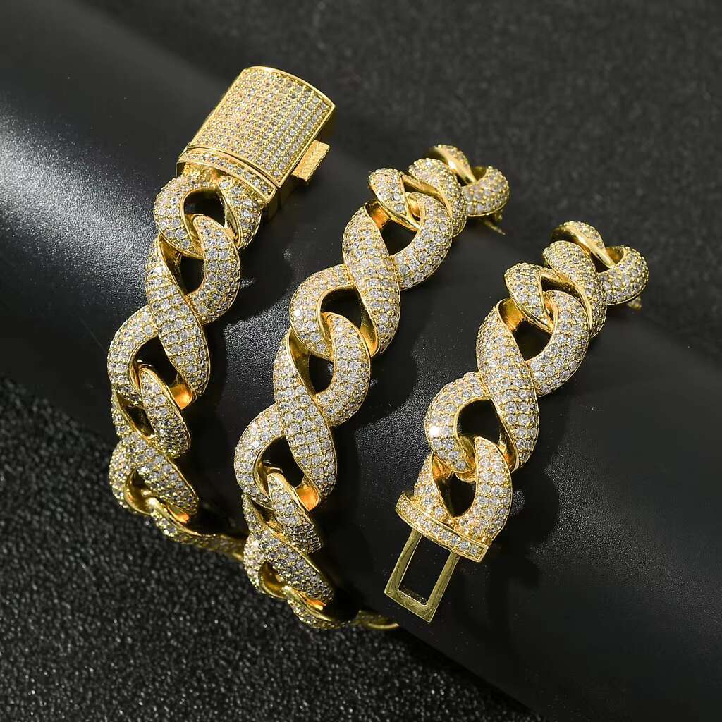 Wholesale Mens Fashion Jewelry Chains Personalized Iced out Hip Hop Cuban Link 925 silver Mossanite Style with clasp vvs1