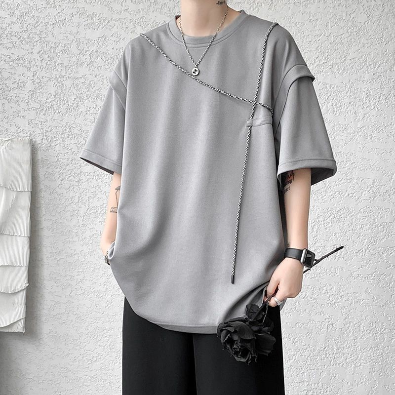 Fake Designer Short Sleeves Two-piece Short Sleeve T-shirt For Men, Summer Design Sense, Niche American Retro High Street Trendy Brand, Loose Heavywei
