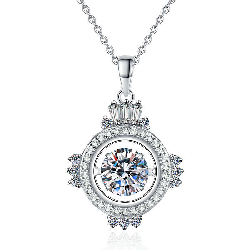 S925 Pure S925ier with Korean S925tyle Dynamic Pendant 1 caratS925 MoiS925S925anite Necklace for Women f4b