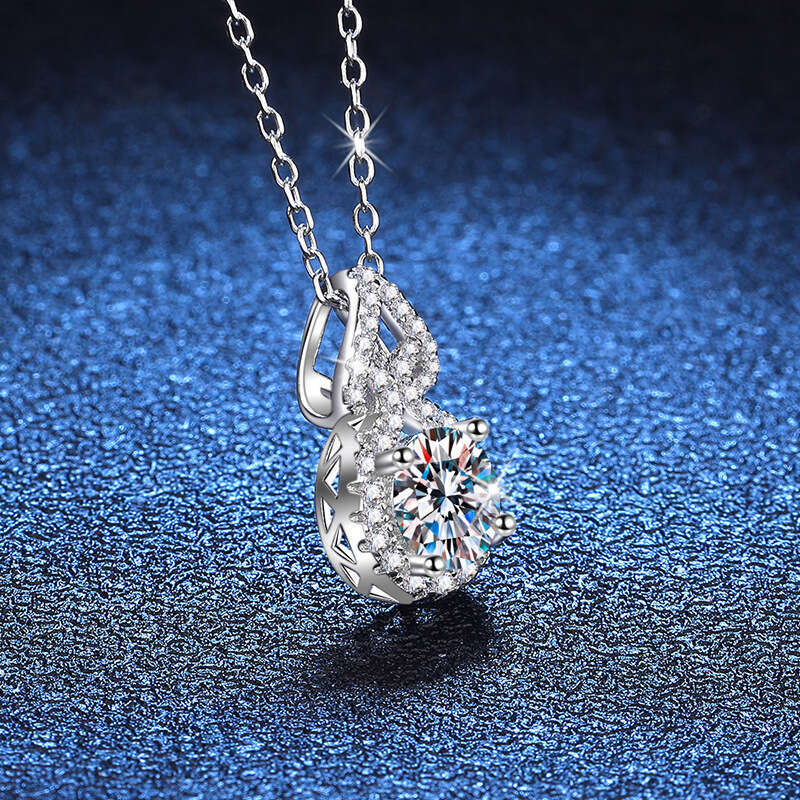 Pure S925ier Gourd Pendant TikTok 1 caratS925 MoiS925S925anite Necklace 7fe