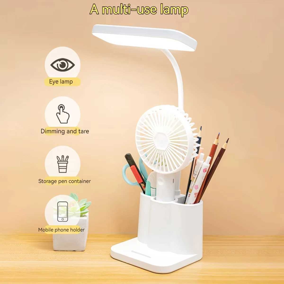 USB Rechargeable LED Table Lamp Learning Dormitory Storage learning tools Night Light For Bedroom 3 Colors Eye Protection XJ250703