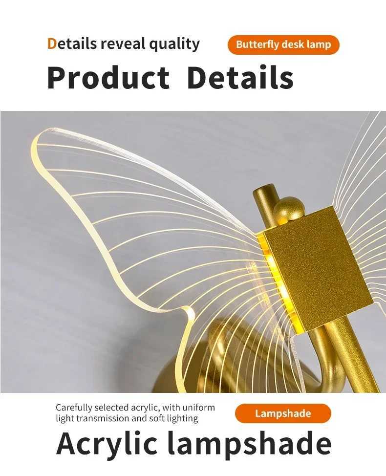 Modern Nordic LED Butterfly Table Lamp 3-color Bedroom Bedside Ambient Light Living Room Home Decoration Indoor Lighting XJ250703