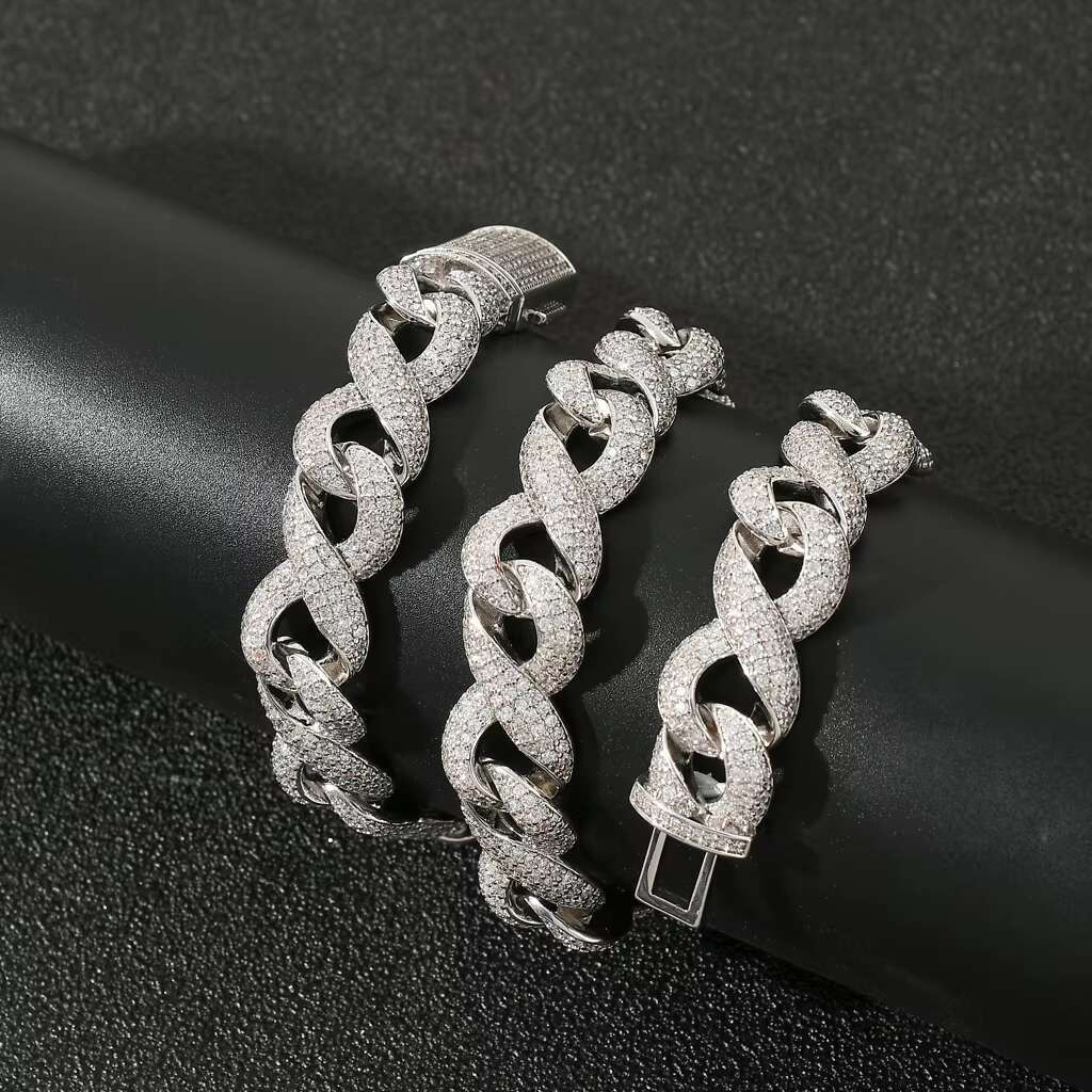 Wholesale Mens Fashion Jewelry Chains Personalized Iced out Hip Hop Cuban Link 925 silver Mossanite Style with clasp vvs1
