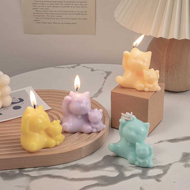 1pc Lucky Cat Scented Candles Soy Wax Creative Aromatherapy Candles Decorative Cat Ornaments Home Room Decor Gift 6 Scents W250704