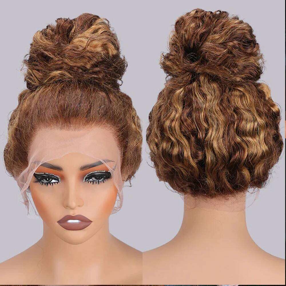 Invisi-Strap Full Human Hair Pre Plucked 250 Density Highlight Deep Wave Wigs Colored HD 360 Lace Frontal Wig