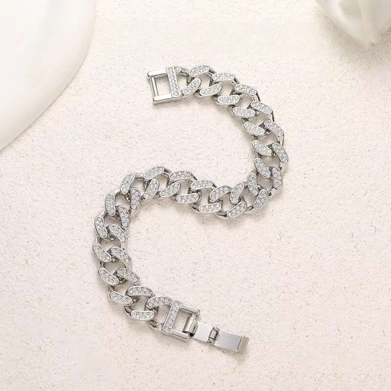 Mens Hip Hop Jewelry Bracelet Gold Plated Hip Hop Ice Diamond Miami Cuban Chain Bracelet Mens