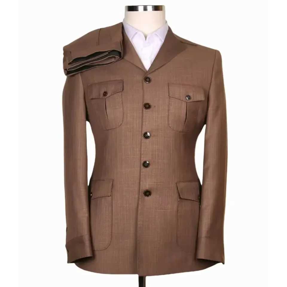 Men Suits 2 Piece Shit Single Breasted Four Pockets Suit Formal Social Business Casual Gentleman Wedding Tuxedo (Jacket+Pants) X250704
