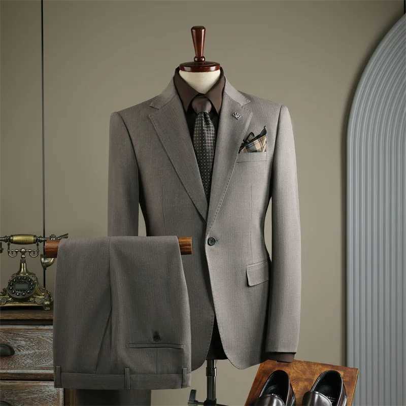 2025 Fashion Suit Set For Men Wedding Party Groomsman Elegant Slim Fit Blazer Pants Formal Banquet Business Outfits Two Pieces X250704