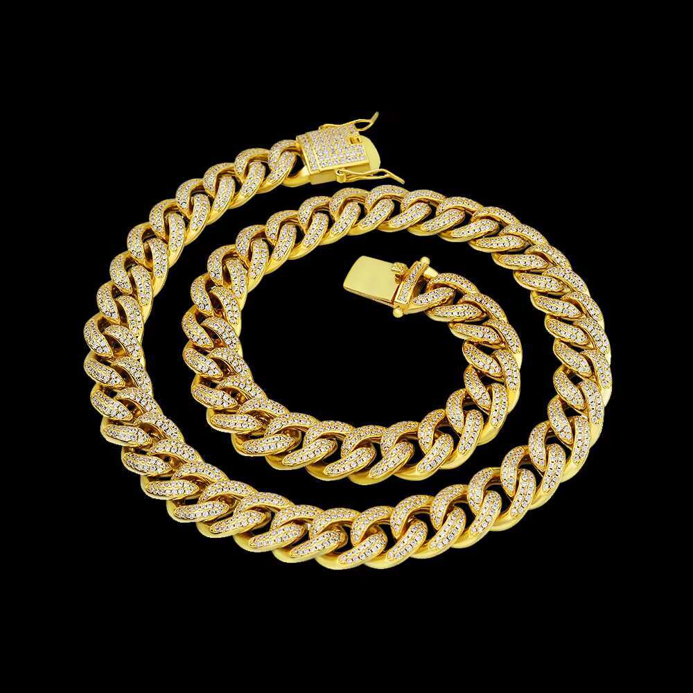 Wholesale Customized Best Quality Hip Hop Plated Iec Out VVS Moissanite Sier Cuban Link Chains Necklace for Men