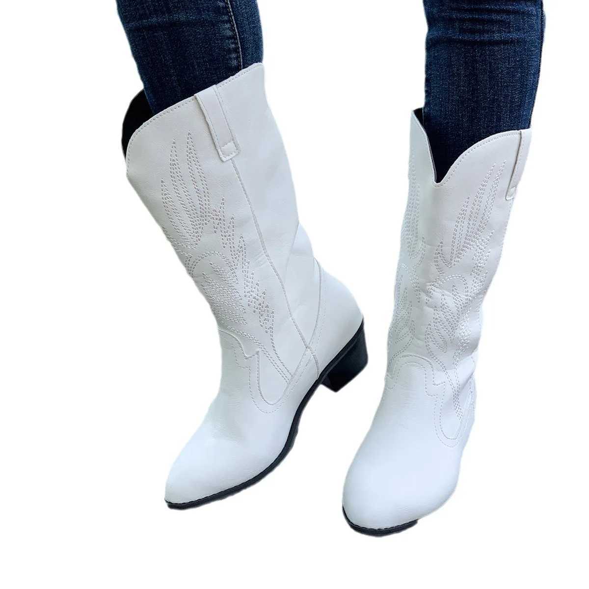 Fashion Slip on Shoes Ladies Elegant Thick Sole Long Knight Boots Cowboy Boots Goth Cowboy Boots for Women Z250704