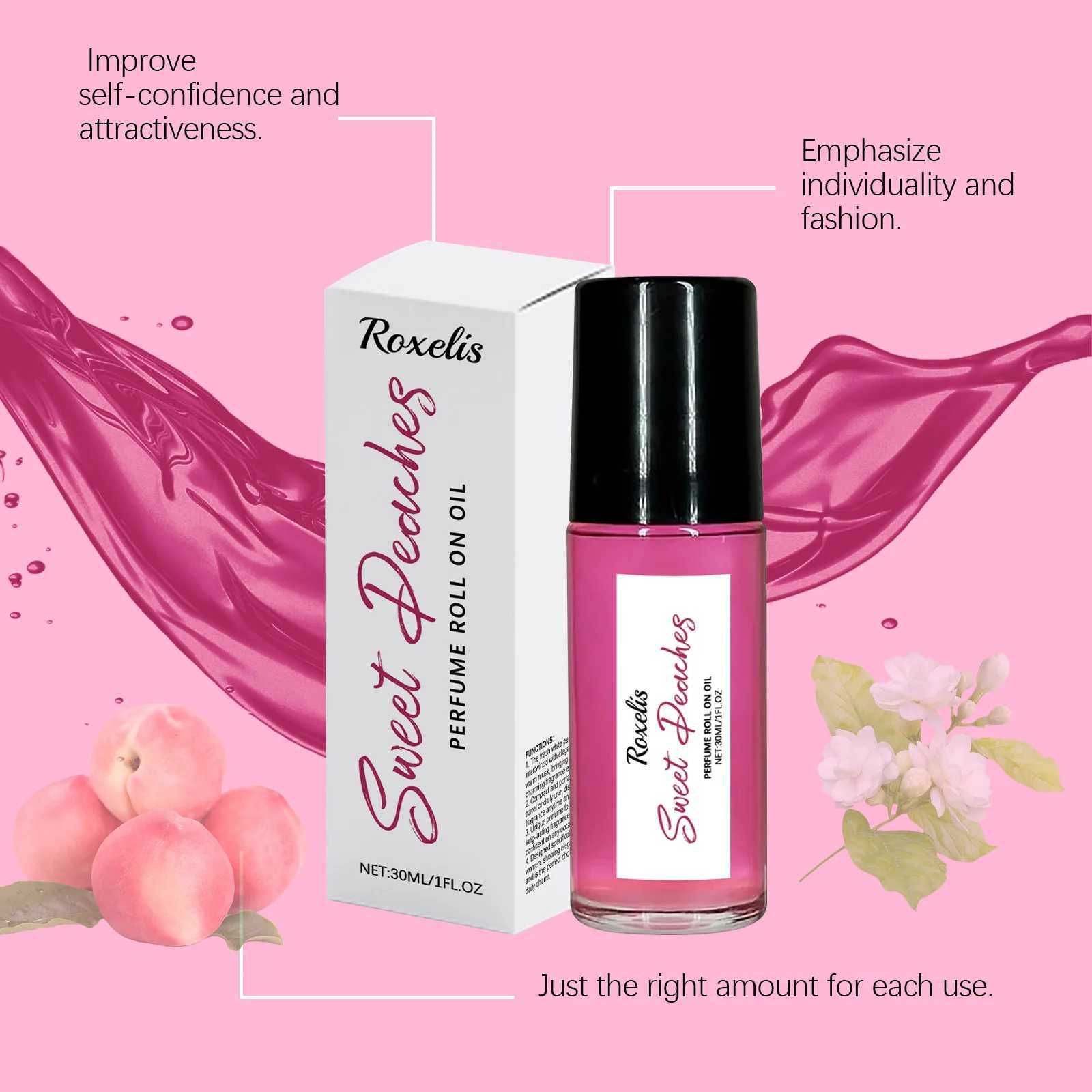 Roxelis 30ml Pheromone Perfume Roller Ball Long Lasting Peach Fragrance Oil Armpit Odor Remover Dating Scent Charming PerfumeXJ250704