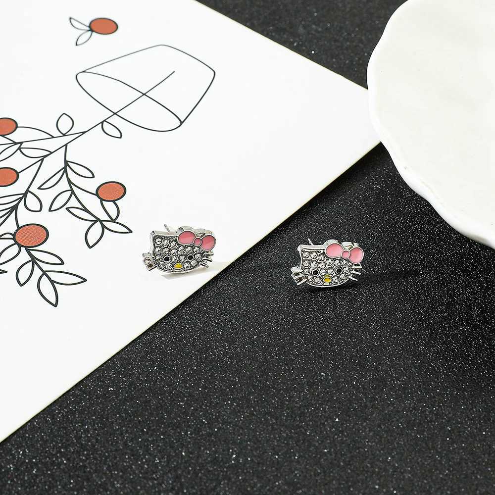 Sanrio Cartoon Anime Hello Kitty Earrings Fashion Cute Kitty Cat Ear Studs for Women Girls Jewelry Accessories Gifts w250716