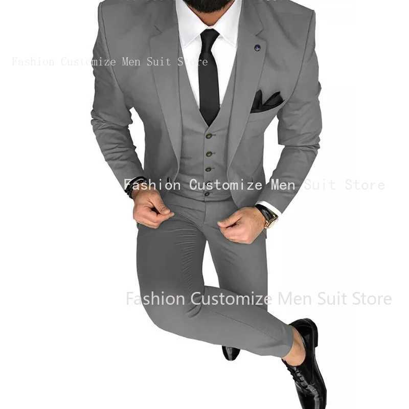 Latest Olive Green Men Suits for Groom 3 Piece Classic Wedding Tuxedo Notched Lapel Best Man Slim Fit Blazer Mens Suits X250704