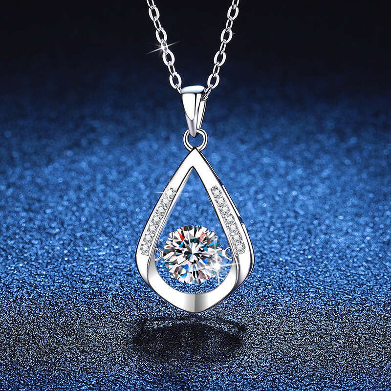 S925 Pure S925ier for Women Water Drop Dynamic Pendant 1 caratS925 MoiS925S925anite Necklace aeb