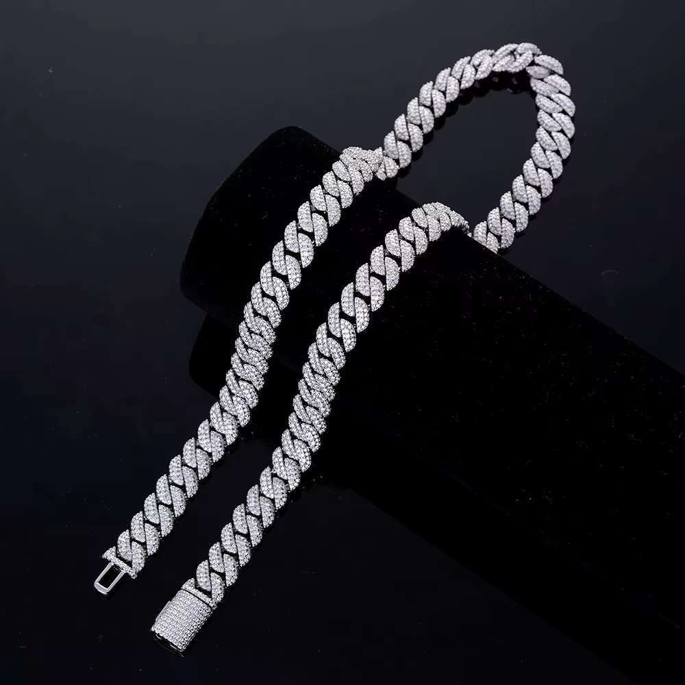 Hot Selling Fashion Hip hop Jewelry 8mm Iced Out VVS Moissanite Diamond Miami Cuban Chain Necklace