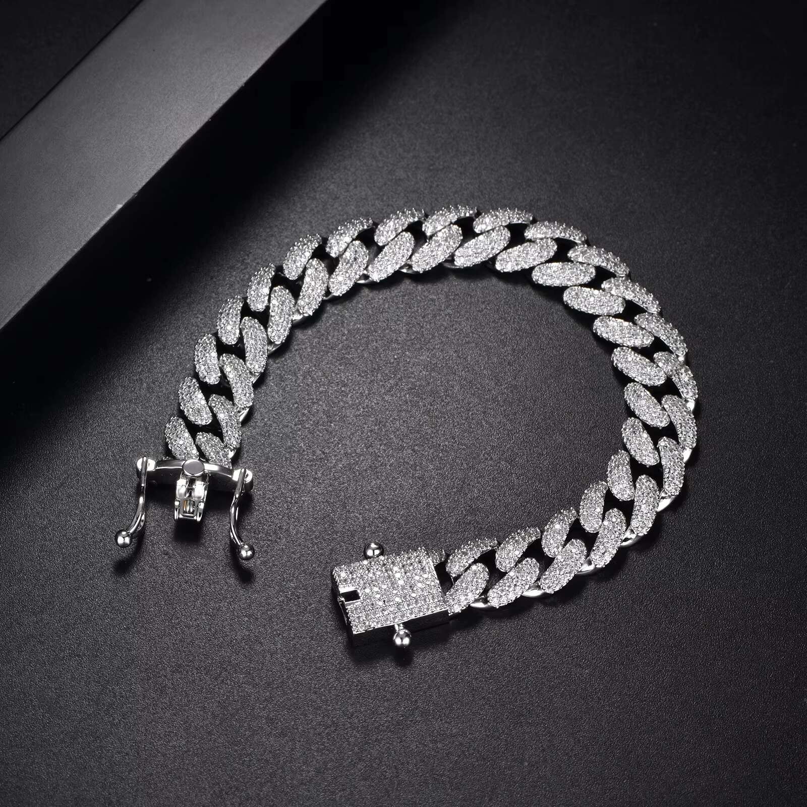 Street Hip-Hop Personality Trend Diamond Inlaid Natural Zircon Cuban Tennis Bracelet