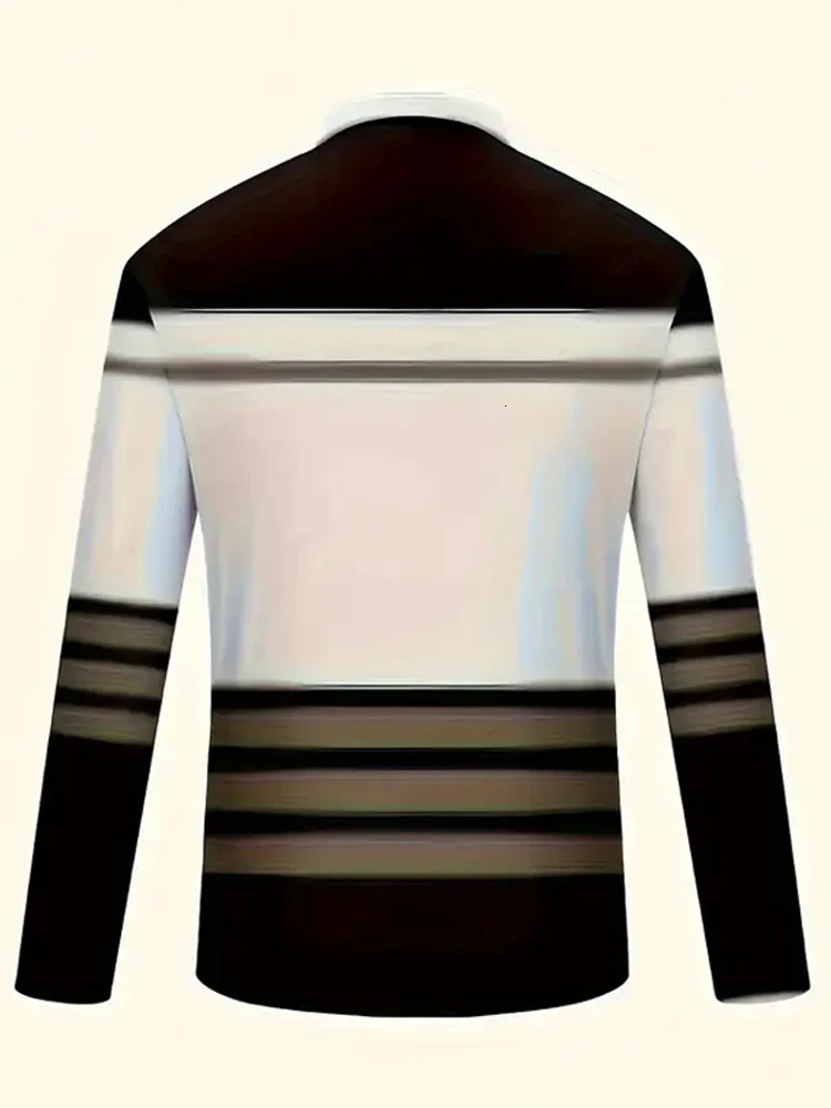 Mens Long Sleeved Polo Shirts Zipper Collar Shirt Striped Fashion Business Formal Outdoor Spring And Autumn Polo Shirt Collar 250704