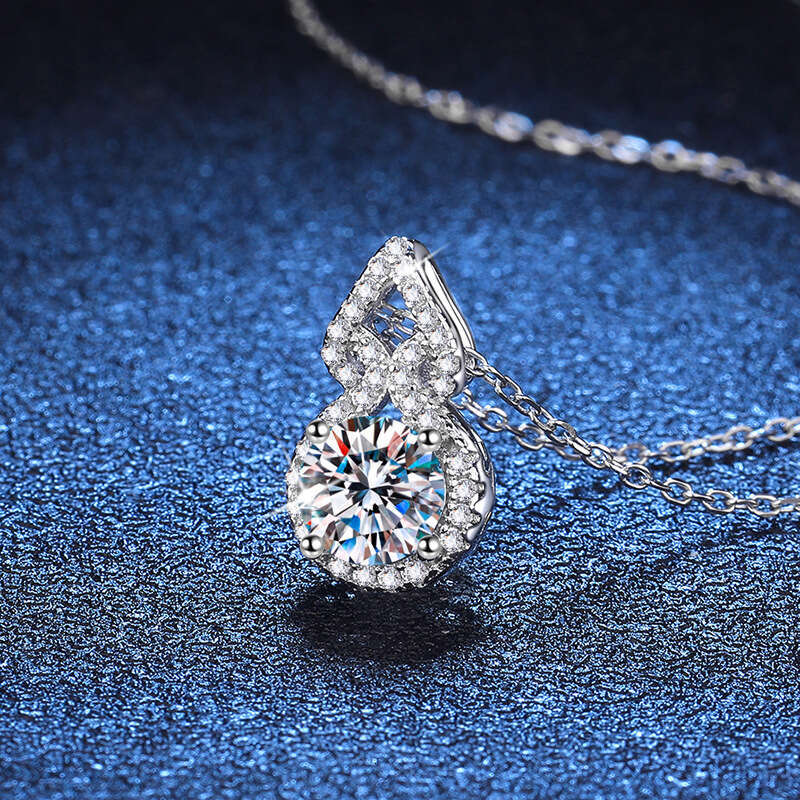 Pure S925ier Gourd Pendant TikTok 1 caratS925 MoiS925S925anite Necklace 7fe