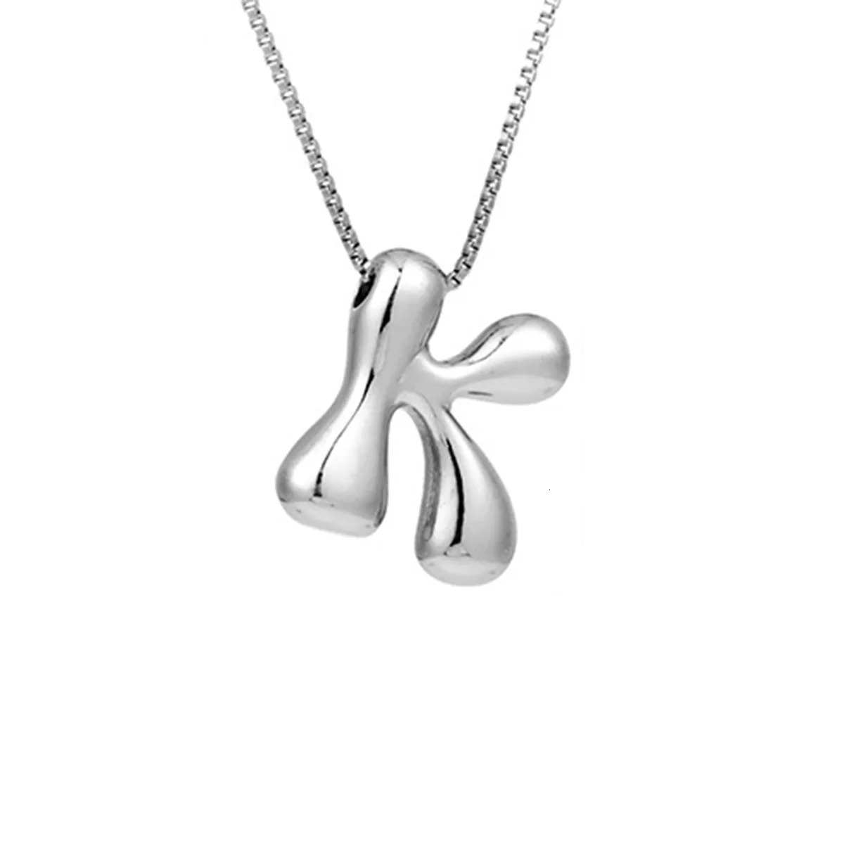 Creative A-Z Balloon Bubble Letter pendant Necklace for Women Silver Plated Chunky Initial Necklaces Jewelry Birthday Gift 250630