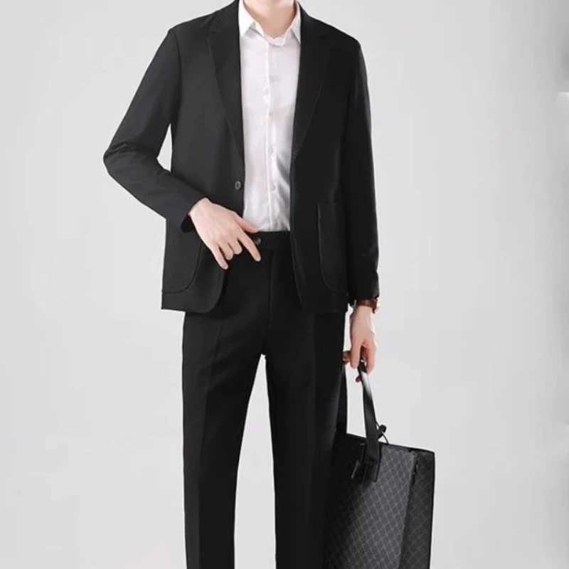 Full Suit for Men Dress Business Korean 2 Piece Outfit Set Man Formal Pants Ceremony Elegant Spring Autumn Blazer New In Casual X250704