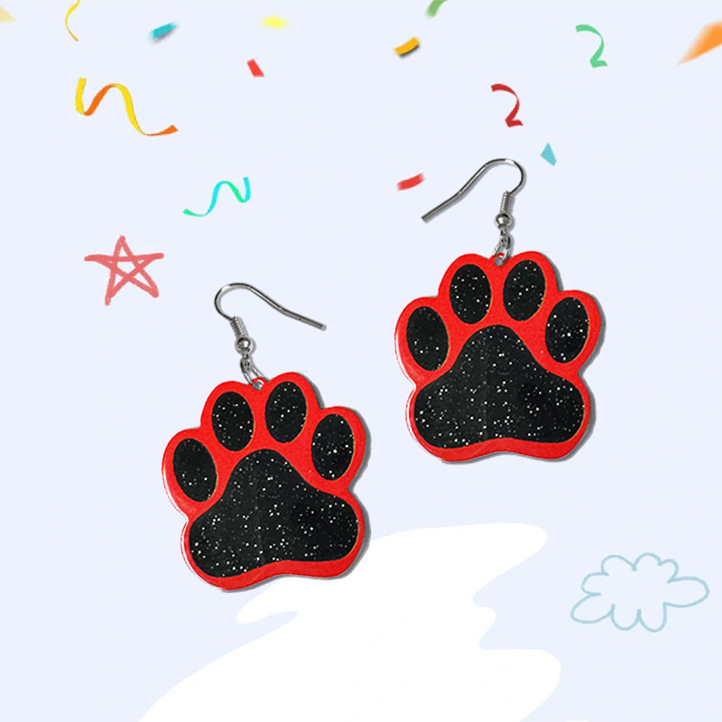 Cute Cat Paw Pendant Cartoon Pet Footprint Women's Jewelry Gift Hot Selling Earrings