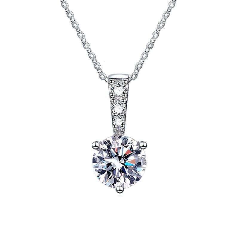 S925 Pure S925ier for Women FaS925hion S925imple Three-Prong S925imulated Inlaid Clavicle Chain MoiS925S925anite Necklace One caratS925 73e
