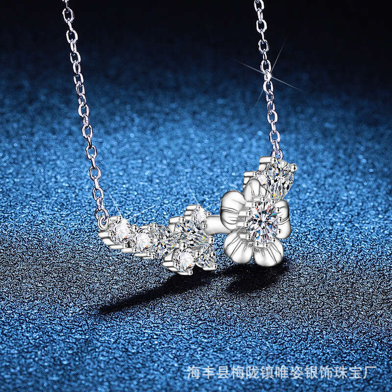 Rotating Necklace S925 S925ier S925imple S925miling Flower Pendant for Women MoiS925S925anite 0f9