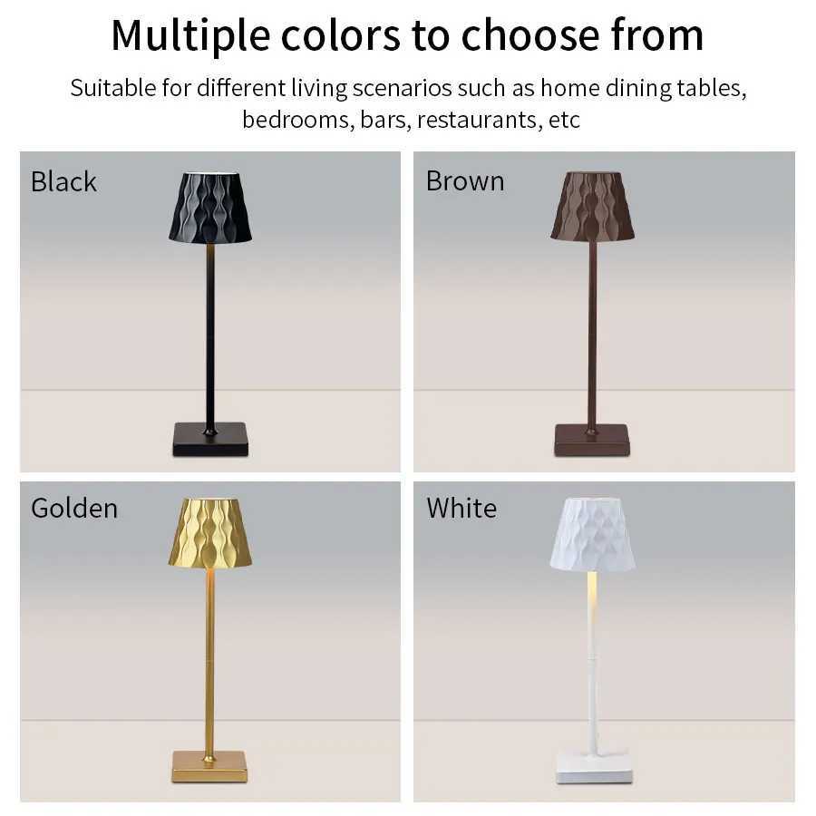 3 Colors Table Lamp Rechargeable Touch Sensor Desktop Night Light Reading Lamp for Bedroom Restaurant Coffee Hotel Bar Decor XJ250703