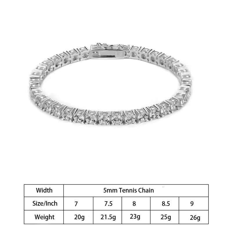 Hot Selling 4mm 5mm Vvs GRA Certified Moissanite Diamond 925 Sterling Silver Tennis Bracelet Unisex Jewelry