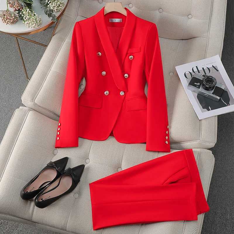 ZJYT Spring 2025 New Office Lady Business Formal Blazer Set Pants 2 Pieces Womens Outfit Elegant Plus Size Jacket Trousers Suit X250704