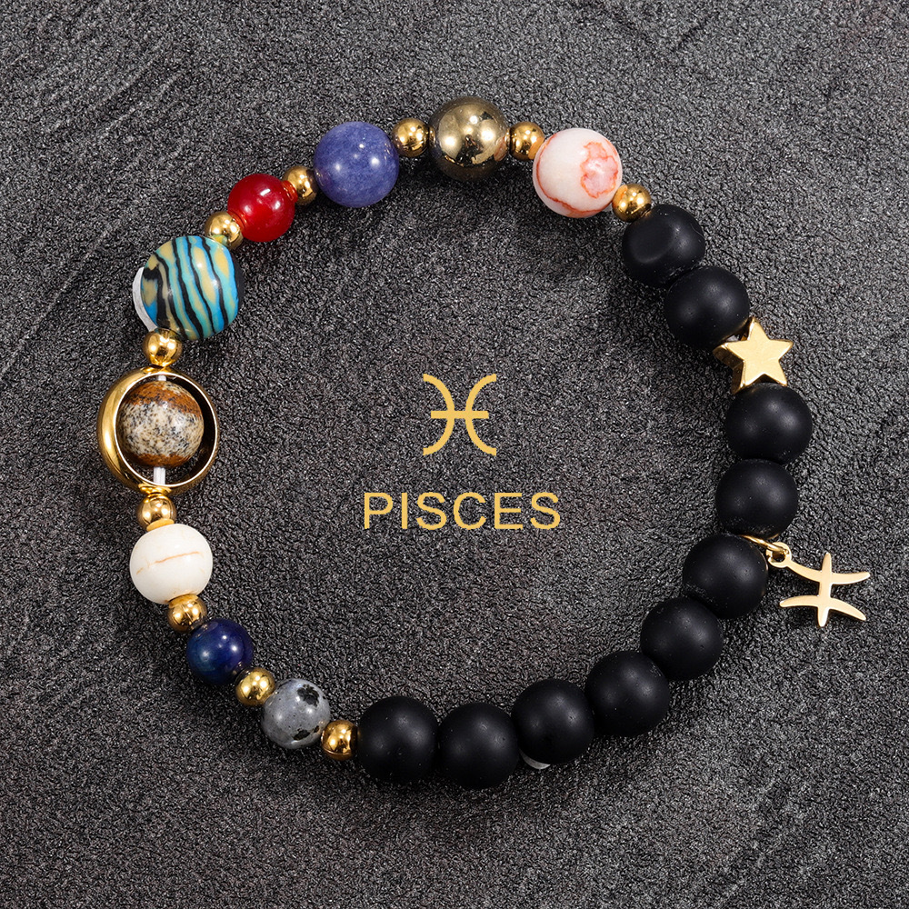 12 Zodiac Handmade for Men and Women Couples Natural Stone Bracelets Xiyin Temu Summer