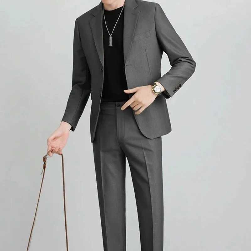 Double Breasted Blazer Fashion Full Suit for Men Casual Luxury Pants Elegant Clothing Spring Autumn Youth 2 Piece Outfit Set Man X250704