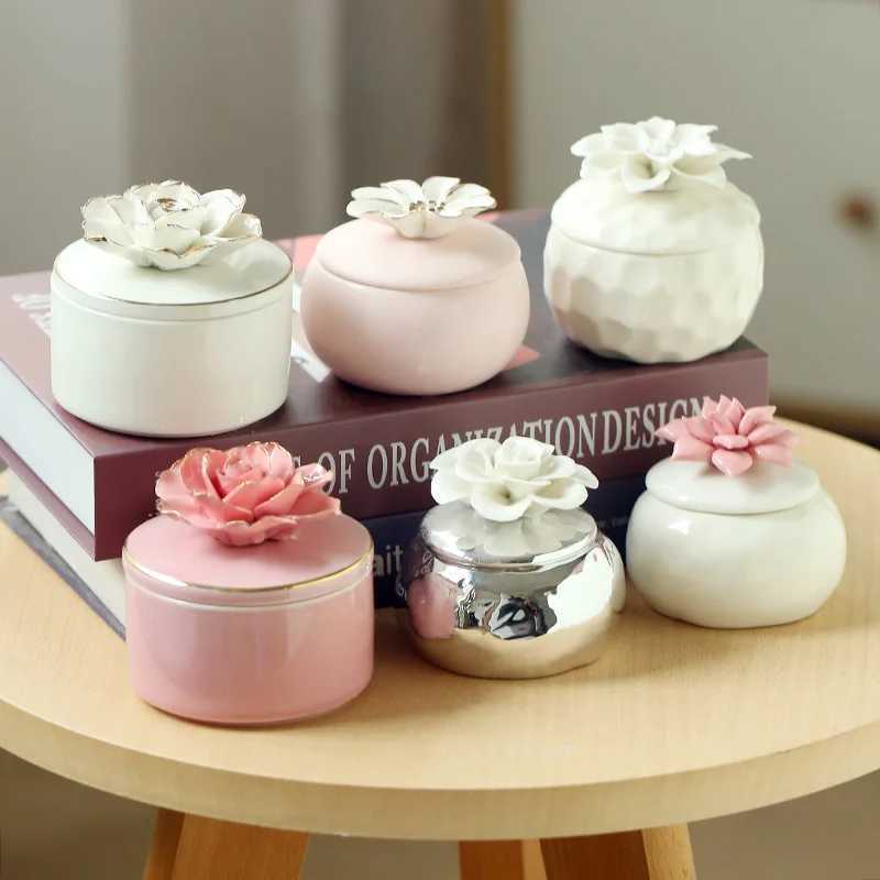 European Style Ins Hand-Painted Flower Ceramic Fragrance Jar Decoration Luxury Soy Cherry Blossom Scented Candles W250704