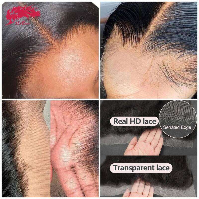 Ali Queen Straight Frontal 13x4 13x6 human hair Virgin Hair HD Lace Closure Glueless Wig 180% Density Transparent