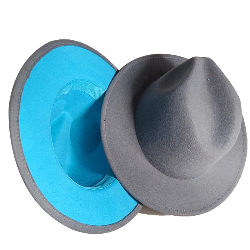 Sombreros Fedora Hat Dual Color Classic Jazz Hat Wholesale Soft Fedora Hat Classic Mens and Womens Blue Jazz sombreros 250701